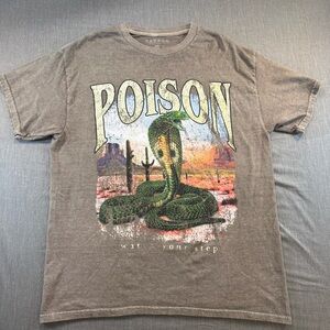 Poison Snake Graphic Watch Your Step Green T-Shirt Men’s Size Medium Pacsun
